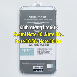 Bộ 2 Kính cường lực Xiaomi Redmi Note 10 / 10s / 10 5G / Note 10 Pro trong suốt, chính hãng GOR, chống bám vân tay tốt