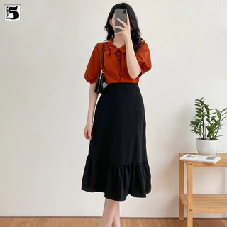 Chân váy công sở xẻ đùi cạp cao dáng midi đuôi cá Twentyfive Fashion N352