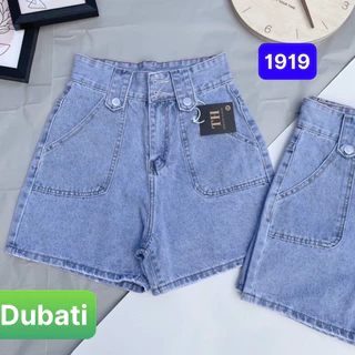 Quần jean nữ sọt short lửng ngố cạp cao nút kiểu cao cấp - Dubati Fashion