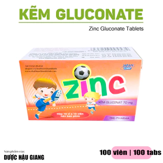 Zinc Gluconat DHG - Bổ sung kẽm, tăng sức đề kháng cho trẻ đang tuổi lớn (100 viên)