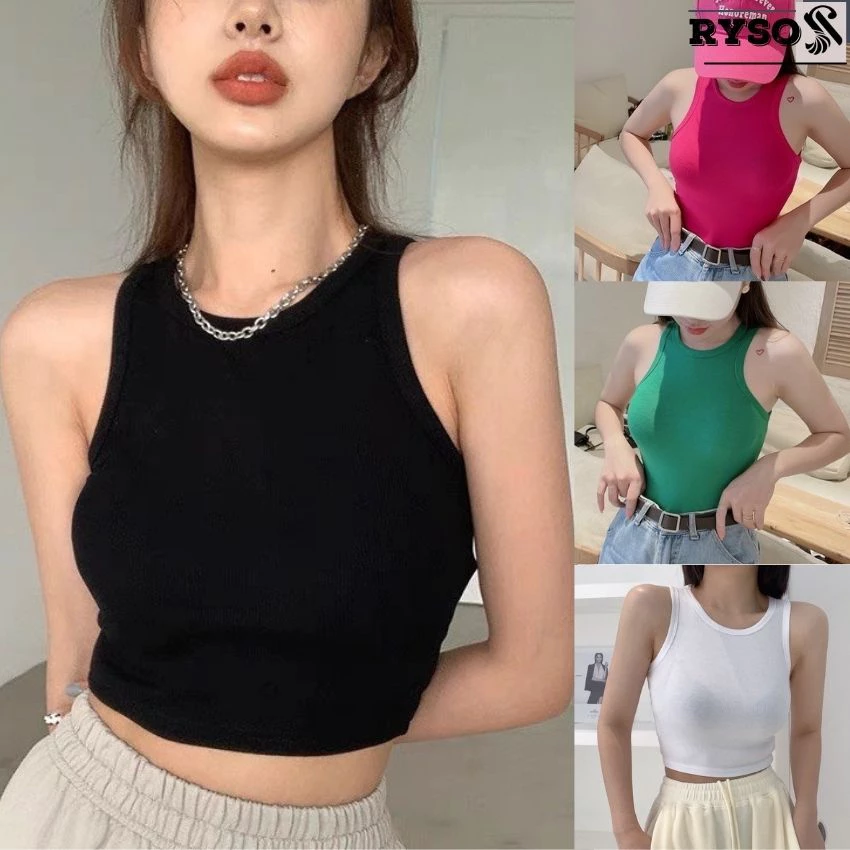 Áo Croptop Ba Lỗ Nữ Ngược Trơn Thun Ôm Body Chất Tốt, Áo CRT Kiểu nữ ôm thun gân dày dặn loại 1