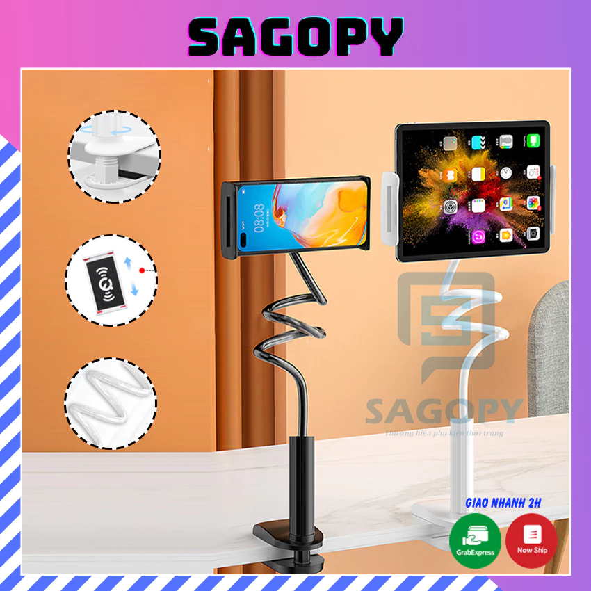 Giá đỡ kẹp điện thoại S P để bàn cho smartphone xoay 360 độ hỗ trợ xem phim, livestream, quay video