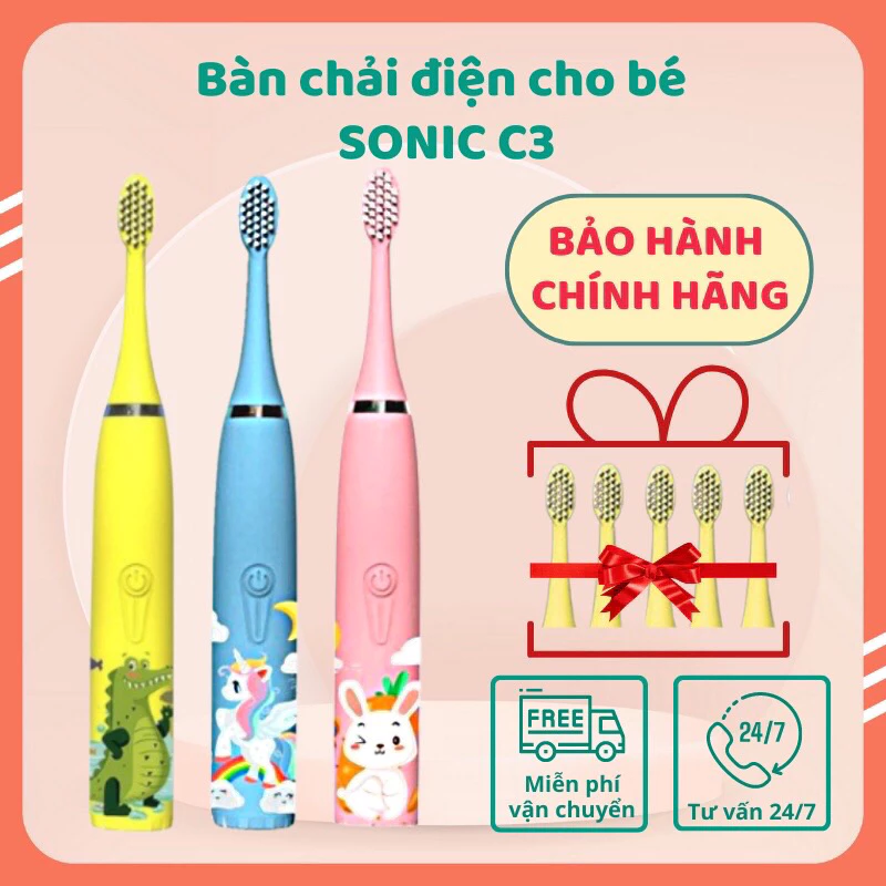 Bàn chải điện cho bé 4 chế độ đánh sạch răng, chải tự động lông bàn chải mềm không đau lợi, Dành cho các bé từ 2T