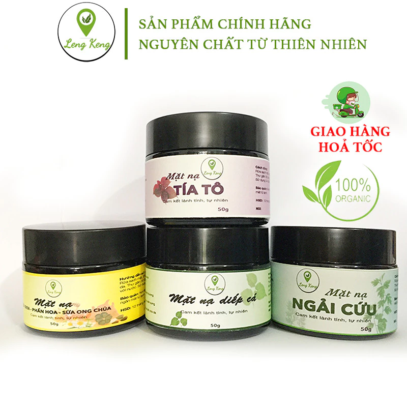 Mặt Nạ Diếp Cá - Tỏi Đen - Cao Tinh Nghệ - Tía Tô - Ngải Cứu - Sữa Ong Chúa Tươi - HandMade 100% Thiên Nhiên