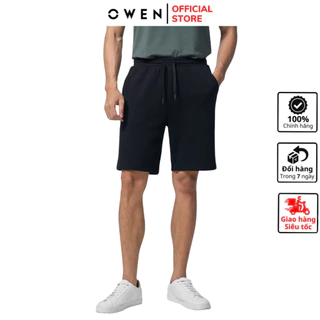 Quần short nam cao cấp OWEN SN231413 quần sooc ngố đùi màu đen vải chất vải cotton mềm mát dáng regular fit