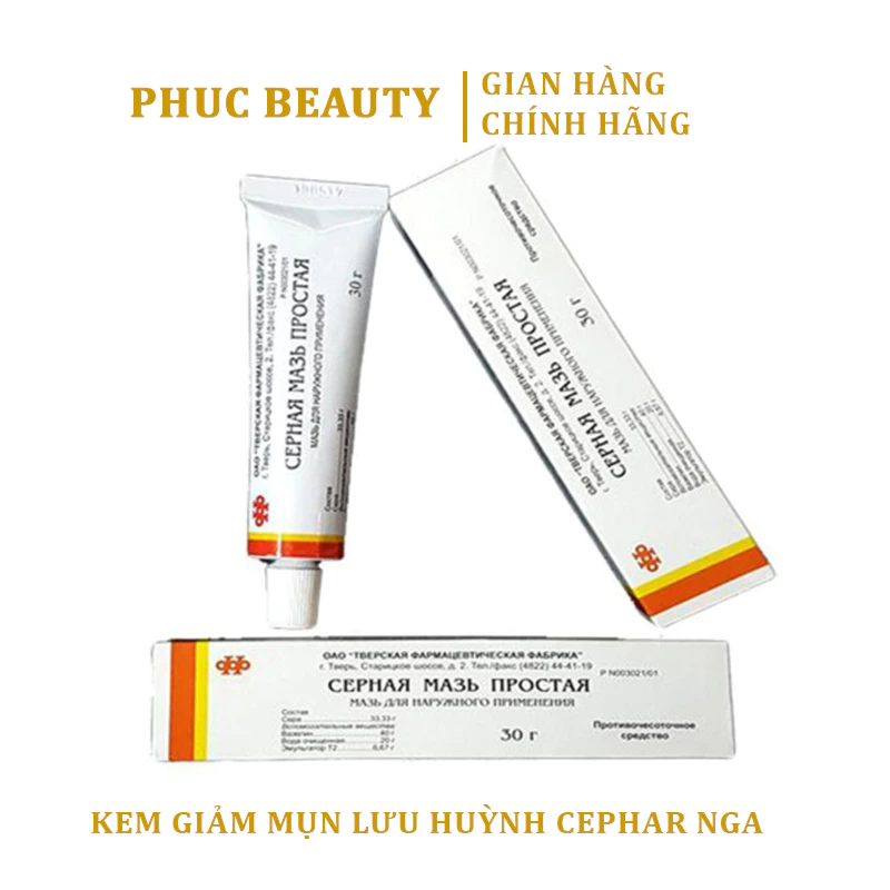 Kem Mụn Lưu Huỳnh Cephar Của Nga 30ml - Mụn Bọc, Mủ, Trứng Cá, Mụn Cám Nhanh Chóng