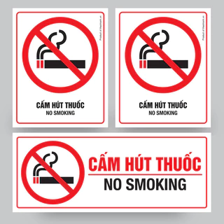 Biển Báo Decal Cảnh Báo Cam Hút Thuốc-No Smoking-Sticker Trang Trí Dán Kính