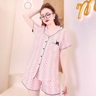 [45-60kg] Bộ Đùi Pyjama Mặc nhà lụa cotton mới