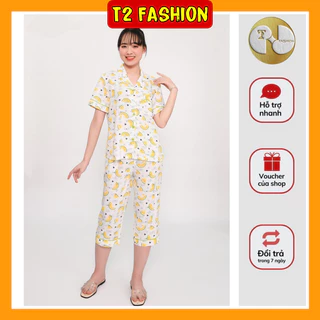 BỘ MẶC NHÀ NỮ MÙA HÈ CHẤT LIỆU LANH, QUẦN LỬNG, ÁO CỘC TAY PIJAMA B06.2316