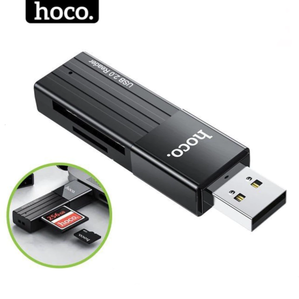 Đầu lọc thẻ nhớ chính hãng HOCO đầu đọc dùng cho thẻ MICRO SD và thẻ SDHC hỗ trợ tối đa 2TB