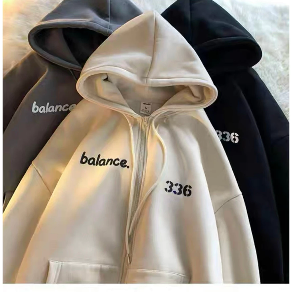 Áo Hoodie Zip Nam Nữ Form Rộng Chất Vải Nỉ Bông Dày Dặn Cao Cấp Phối Số 336 Kèm Chữ BALANCE Hot Trend