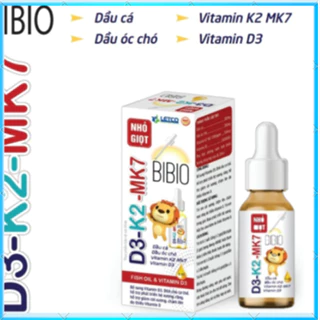 (Vị Dễ Uống) D3-K2-MK7 nhỏ giọt Bibio, bổ sung vitamin D3-K2-MK7, chai 20ml