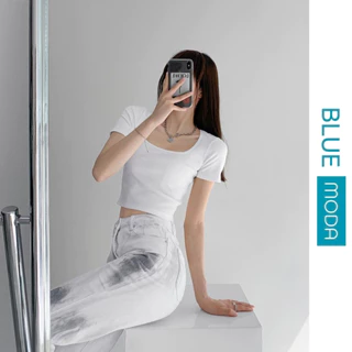 Áo croptop nữ cổ vuông tay ngắn dáng ôm body tanktop ba lỗ phong cách Hàn Quốc hàng đẹp BLUEMODA218