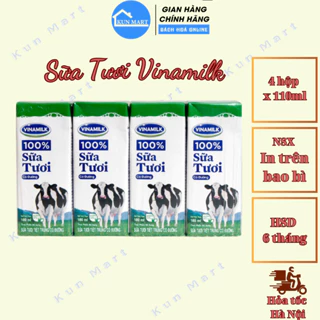 Sữa Tươi Vinamilk Thơm Ngon Dinh Dưỡng đủ vị 4 hộpx 110ml