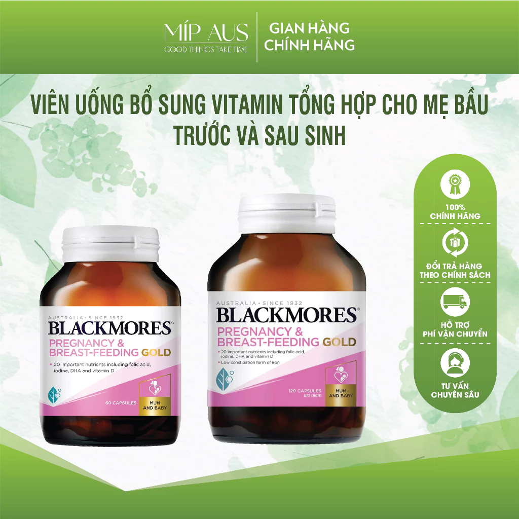 Vitamin Tổng Hợp Cho Bà Bầu Và Mẹ Cho Con Bú - Blackmores Pregnancy And Breast-Feeding Gold - 60/120/180 viên
