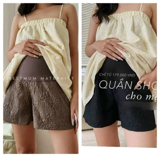 Quần short bầu,quần sooc dập nổi 3D xốp phồng hàng đẹp xinh xắn