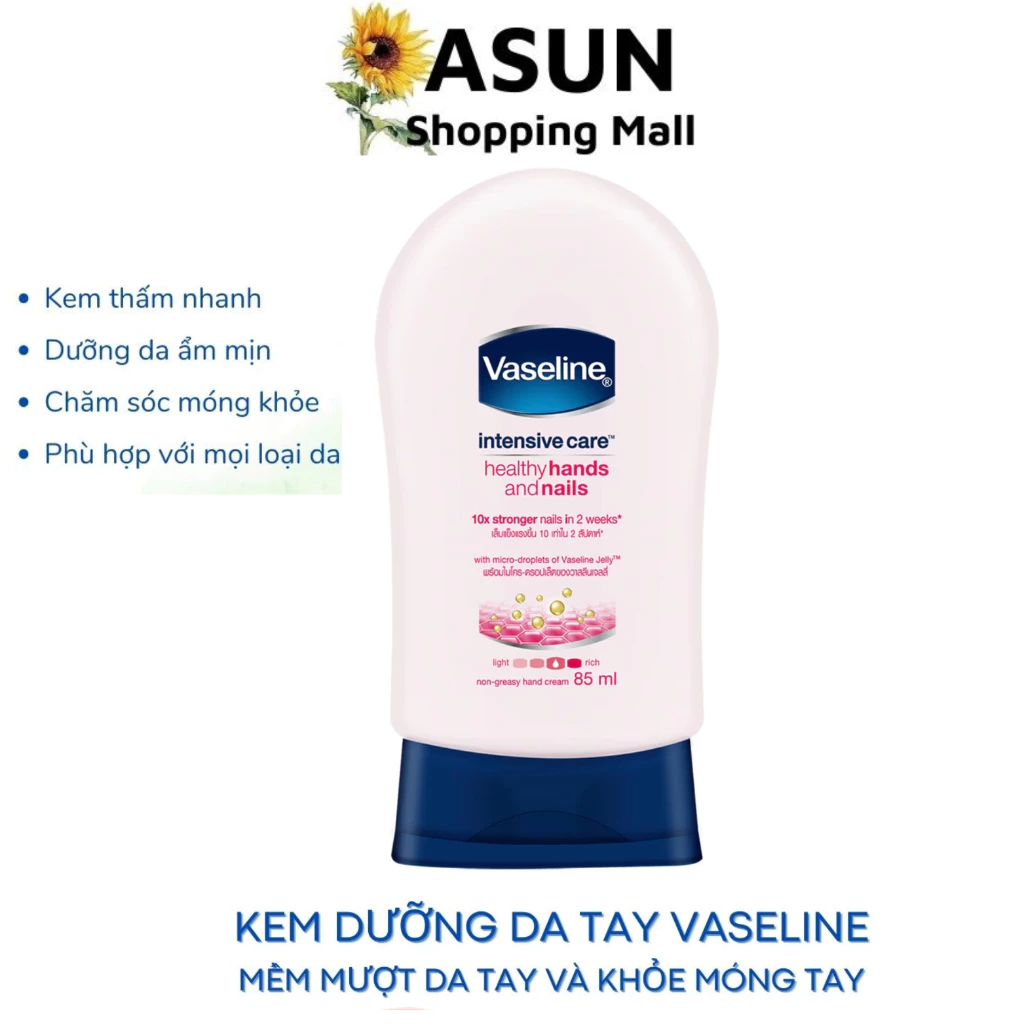 Kem Dưỡng Da Tay Vaseline Cấp Ẩm, Mềm Mượt Và Dưỡng Móng Tay Intensive Care 85ml Hands & Nails