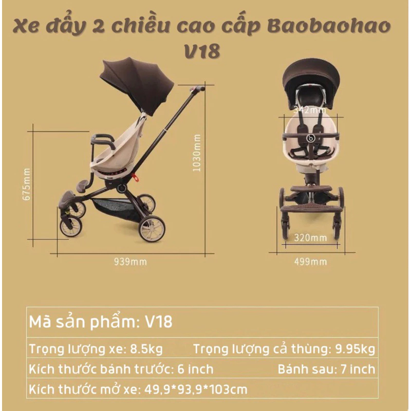 (Thanh lý) Xe đẩy gấp gọn cho bé Baohaobao V18