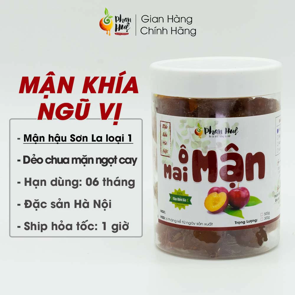 Ô mai xí muội mận khía ngũ vị Phan Huệ 100g 300g 500g vị dẻo chua cay mặn ngọt đặc sản Hà Nội
