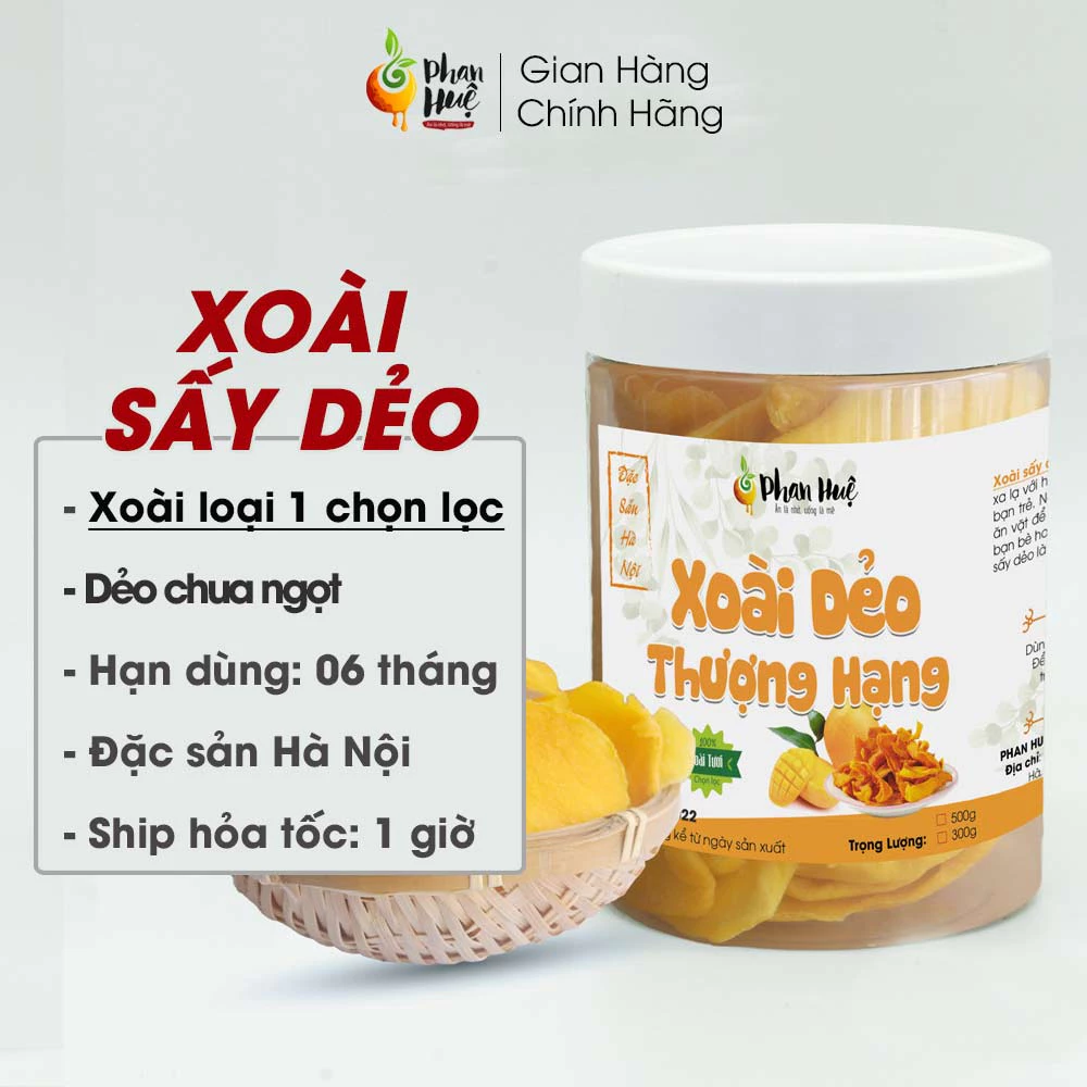 Xoài sấy dẻo chua ngọt Phan Huệ thơm ngon không đường 100g 300g 500g - Ô Mai Phan Huệ