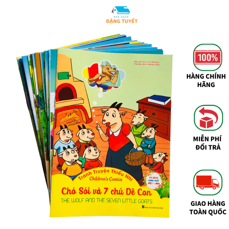 Sách - Truyện Tranh cho bé - combo 20 Quyển Truyện Cổ tích Việt Nam , Thế Giới, Ngụ Ngôn Song Ngữ Anh Việt