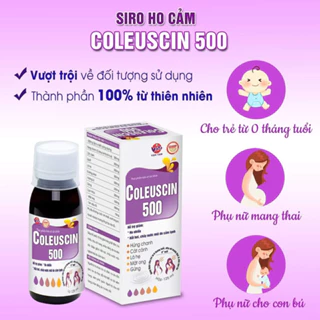 SIRO HO CẢM COLEUSCIN 500 Giúp giảm hắt hơi, chảy nước mũi, nghẹt mũi do cảm lạnh.