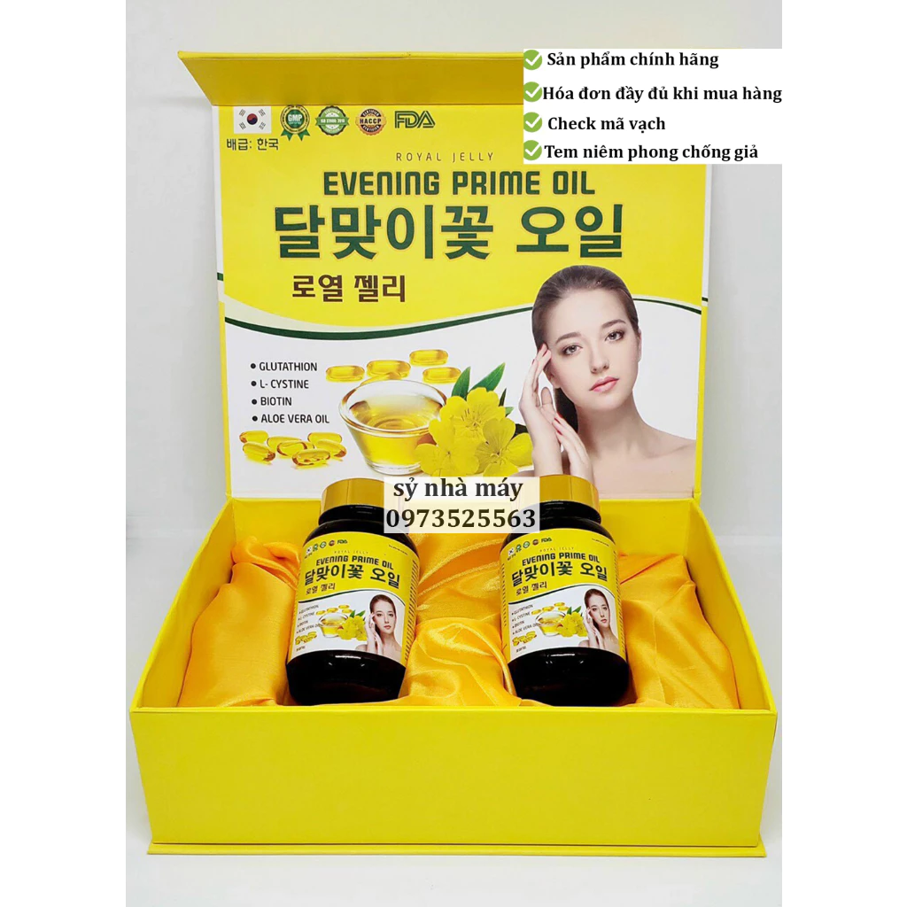 SET 2 lọ Viên uống đẹp da Tinh dầu hoa anh  thảo Evening Primrose oil hỗ trợ cân bằng nội tiết đẹp da tóc móng