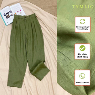 Quần Baggy Linen Tưng Màu Rêu TYMLIC