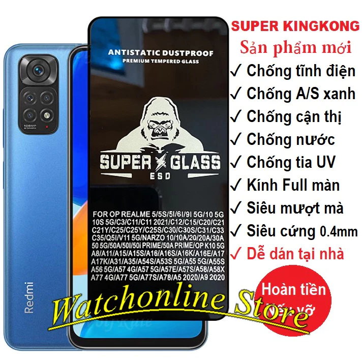 Cường lực Amilum chống tĩnh điện Full màn Xiaomi Redmi 13C Note 10 10s Note 11 11s Note 12 pro Redmi A3 Note 13R pro 12R