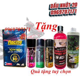 Nhớt Phạm Long Racing Chính hãng kèm quà tặng Dưỡng sên, Rửa sên, Phục hồi nhựa nhám, Xà bông Sprayking