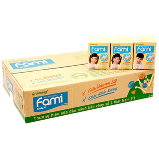 Thùng sữa Fami canxi , nguyên chất , ít đường 36 hộp x 200ml