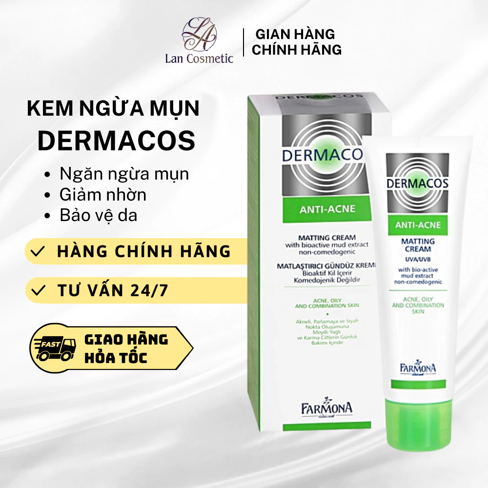 Kem dưỡng Dermacos giảm bóng nhờn,mờ thâm,ngừa mụn Farmona Anti Acne Matting 50ml