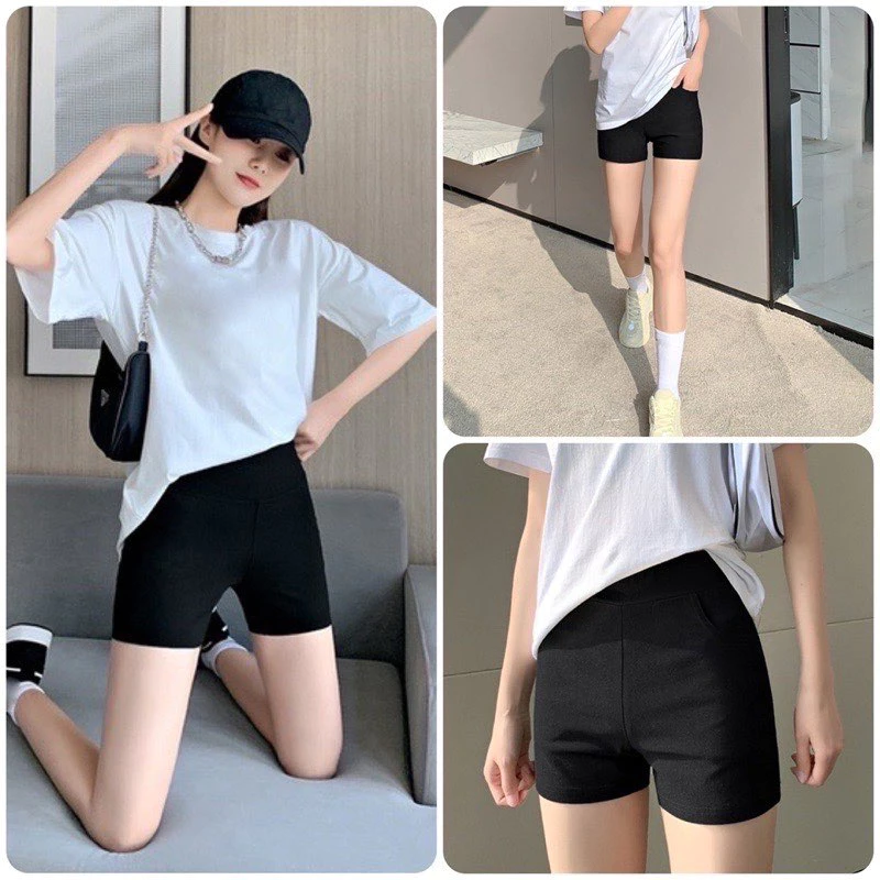 Quần Black Funoff Short Biker Short Dáng Ngắn Nữ Nâng Mông Mùa Hè Năng Ôm Đùi Cá Tính
