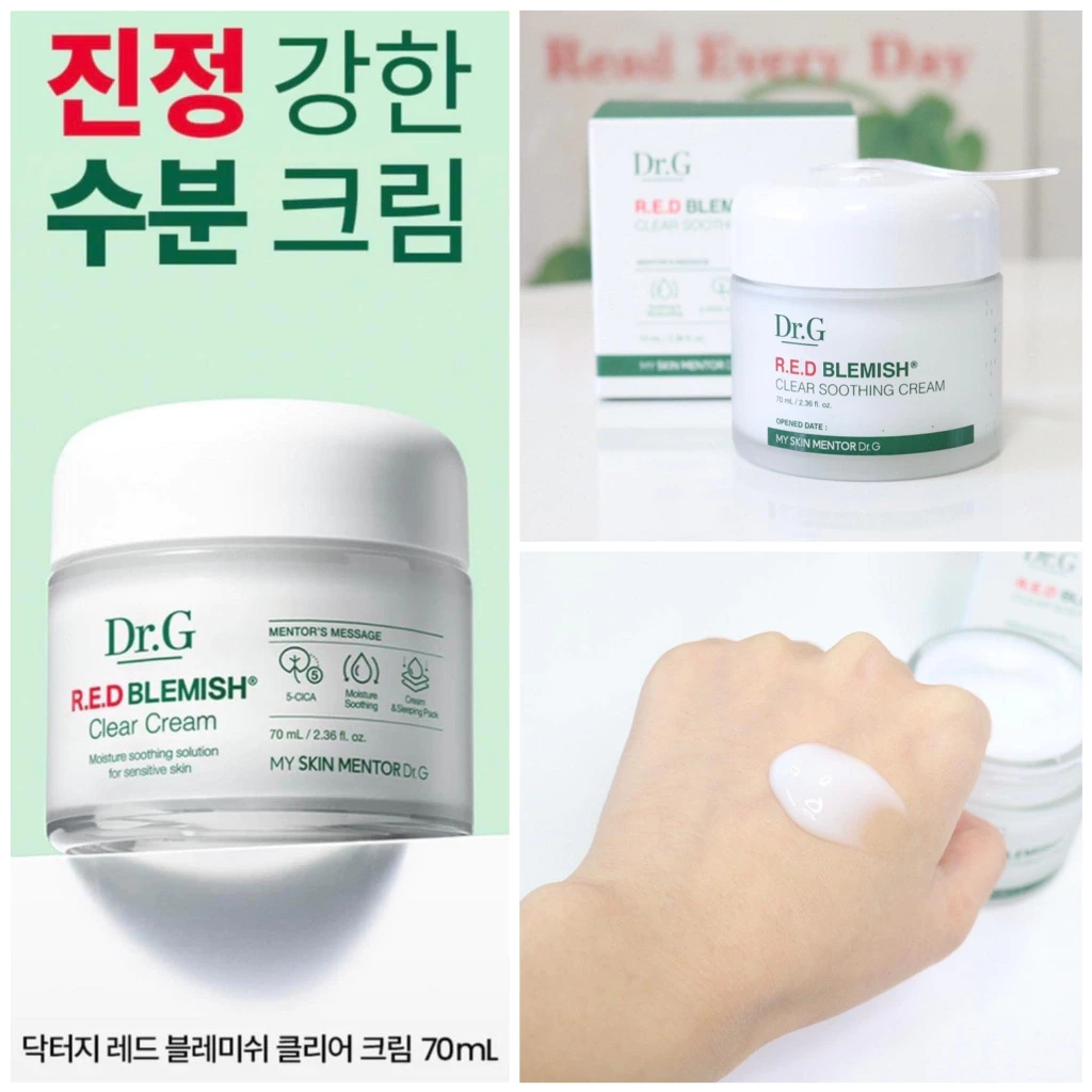 Kem Dưỡng Ẩm và Phục Hồi Dr.G Red Blemish Clear Cream & Clear Soothing Cream 70ml