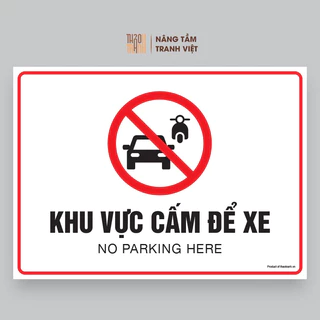 Biển Cấm Để Xe, Không Đậu Xe 21x29cm - No Parking Here - Tem Cảnh Báo - Decal Cảnh Báo - Sticker Trang Trí