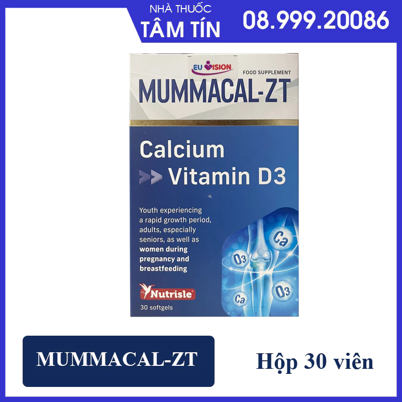 [CHÍNH HÃNG ] MummaCal-ZT - Bổ sung Canxi, Vitamin D3, tăng hấp thu Canxi, giúp xương chắc khỏe (Hộp 30 Viên)