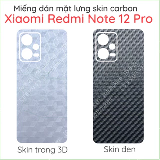 Miếng dán mặt lưng skin carbon dành cho Xiaomi Redmi Note 12 Pro 4G, Note 12 Pro 5G, Note 12 Pro+