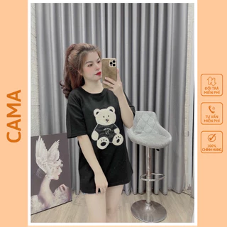 Áo thun nữ tay lỡ form rộng chất cotton khô 3158 dáp hình GẤU N phong cách Hàn Quốc CAMASTORE M697