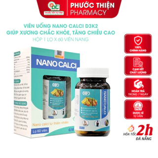 Canxi nano d3 k2 cho người lớn và trẻ em NANO CALCI Hải Minh lọ 60 viên