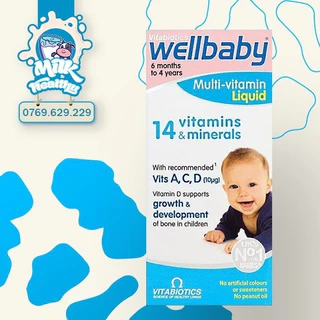 [Date T5/2025] Vitamin tổng hợp Multi Wellbaby Liquid cho bé 150ml Anh