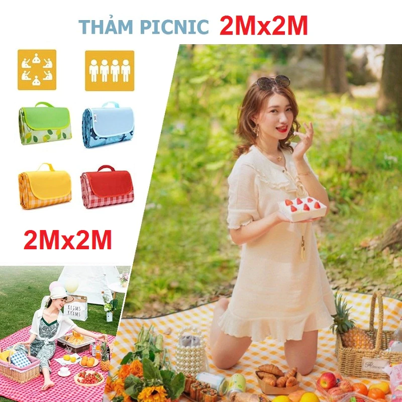 [Hoả Tốc HCM] Thảm Picnic Bạt Trải Cắm Trại Du Lịch Dã Ngoại Chống Thấm Nước Gấp Gọn Tiện Lợi