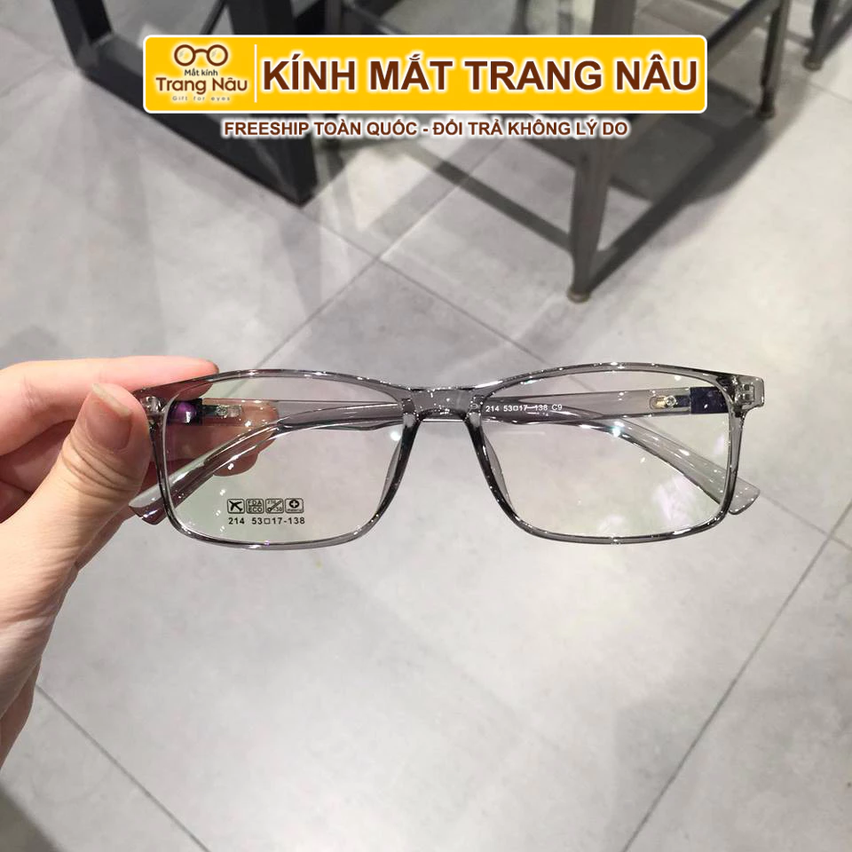 [SIÊU SALE] Gọng kính cận vuông 214 tặng kèm khăn hộp bảo vệ đảm bảo hài lòng - Kính Mắt Trang Nâu