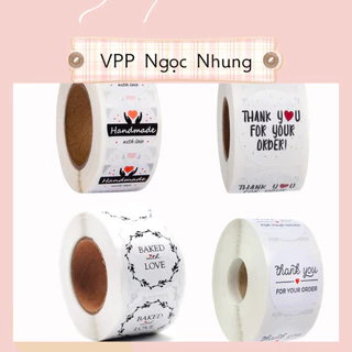 Cuôn 500 nhãn dán ❤️họa tiết dễ thương tròn 2,5 cm❤️ trang trí hộp quà, đồ handmade