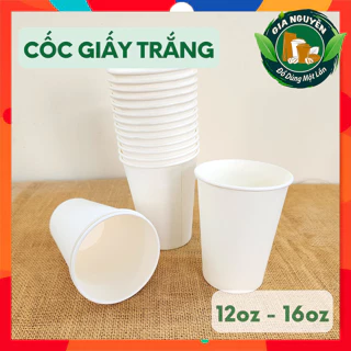 Combo 50 Cốc Giấy Trắng (12oz - 16oz) Dùng Để Đựng Trà Sữa, Cà Phê, Trà Hoa Quả,...