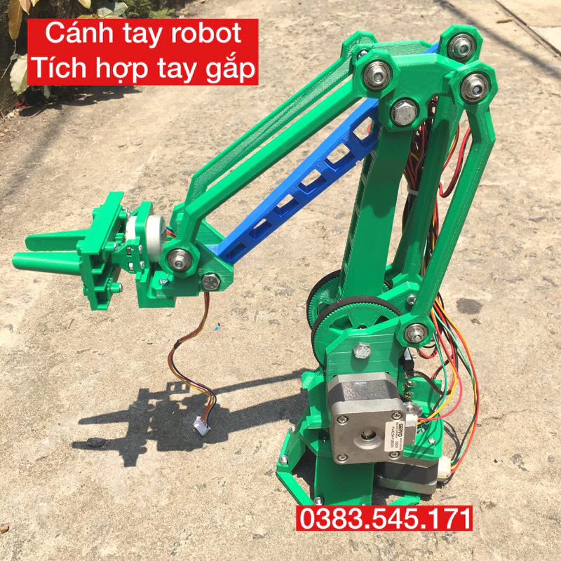 Cánh tay robot IN 3D kèm động cơ bước (lắp ráp sẵn như hình, giao màu ngẫu nhiên)