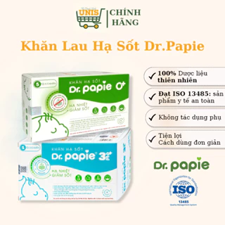 Khăn Lau Hạ Sốt DR.PAPIE, Ngăn Ngừa Co Giật cho bé từ 0 tháng tuổi (5 khăn x 5 gói)