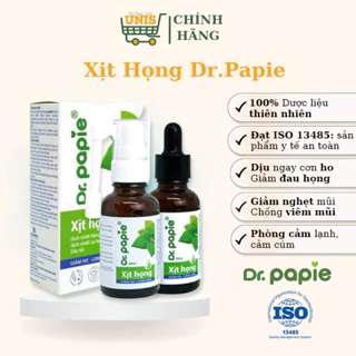 Xịt Họng DR.PAPIE dịch chiết húng chanh hỗ trợ Giảm Ho, Giảm Đau Họng, tăng sức đề kháng đường hô hấp 30ml
