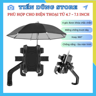 Giá Đỡ - Kẹp Điện Thoại Gắn Xe Máy HT507 có ô dù che mưa che nắng, Chống Cướp Cực Chắc Chắn