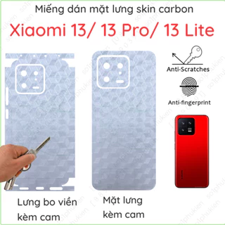 Miếng dán mặt lưng và full viền Xiaomi 13/ Xiaomi 13 pro/ Xiaomi 13 Lite chất liệu skin carbon chống trầy xước