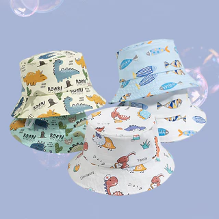 Mũ cho bé trai bé gái vành bucket phù hợp trẻ em từ 1 đến 6 tuổi vòm 50-54cm,chất liệu cotton thấm hút mồ hôi,đáng yêu